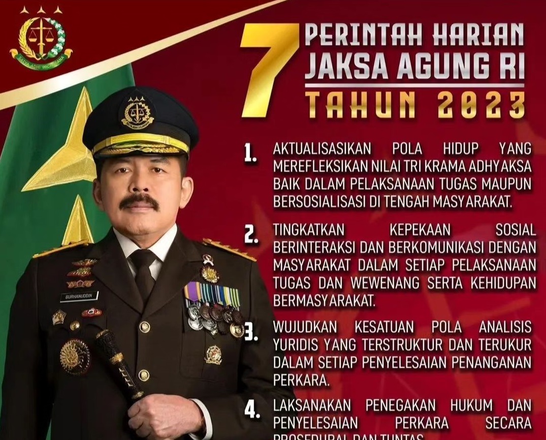 7 Perintah Harian Jaksa Agung Republik Indonesia Tahun 2023