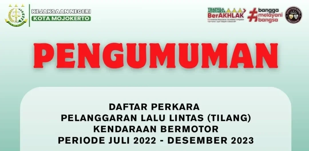 Pengumuman Daftar Perkara Tilang Periode Juli 2022 – Desember 2023