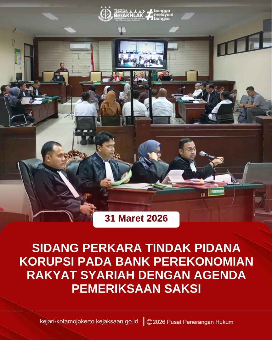 Sidang Perkara Tindak Pidana Korupsi pada Bank Perekonomian Rakyat Syariah agenda Pemeriksaan Saksi