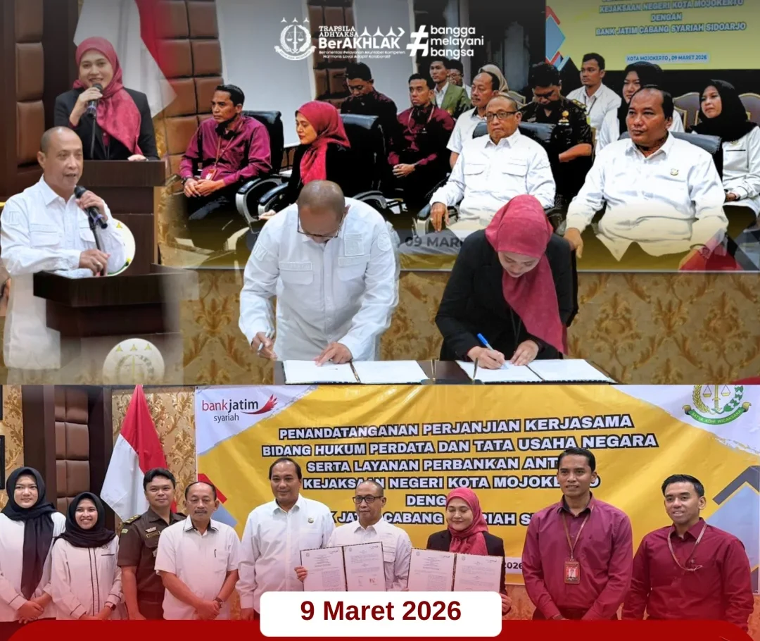 Penandatanganan Perjanjian Kerjasama Bidang Hukum Perdata dan Tata Usaha Negara dengan Bank Jatim Cabang Syariah Sidoarjo
